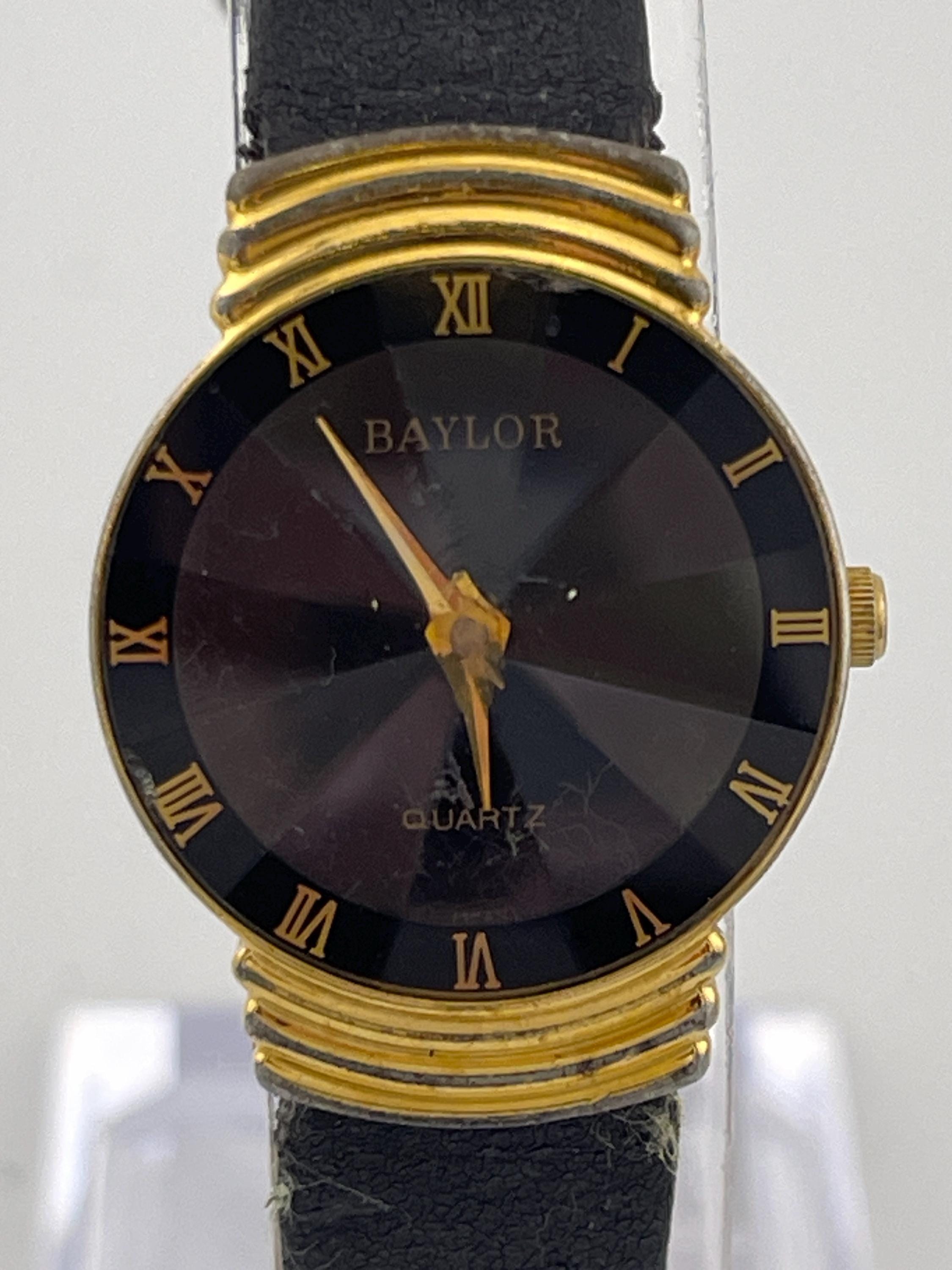 Baylor 6L22-Y Black Faceted Crystal Quartz Watch W/ Leather  display picture 2
