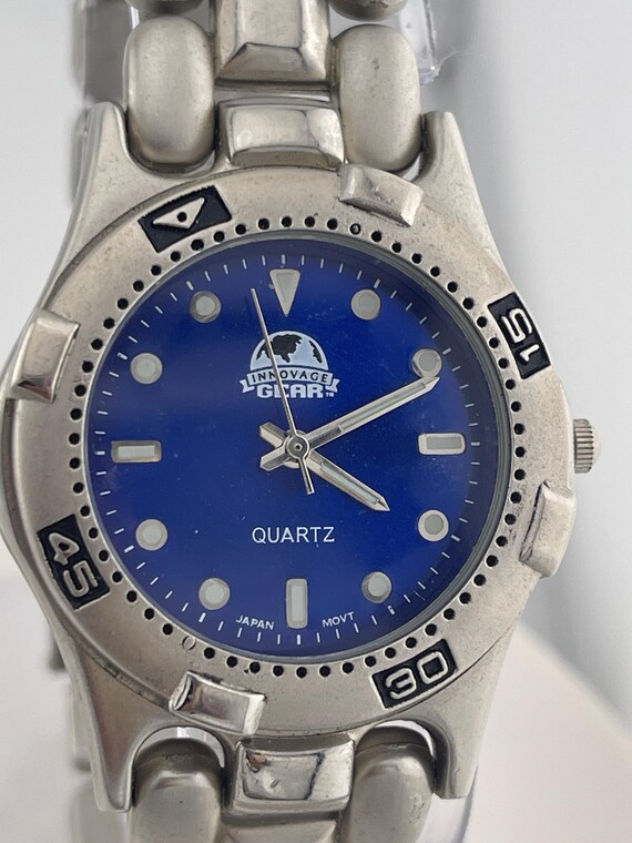 Vintage Innovage Gear Blue Tachymeter Stainless Steel Quartz  display picture 2