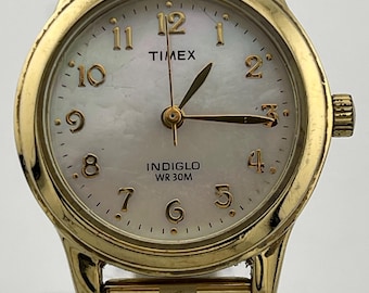 Vintage Timex Indiglo Gold Tone Women’s Watch w/ Mother of Pearl Dial c.2000–2005
