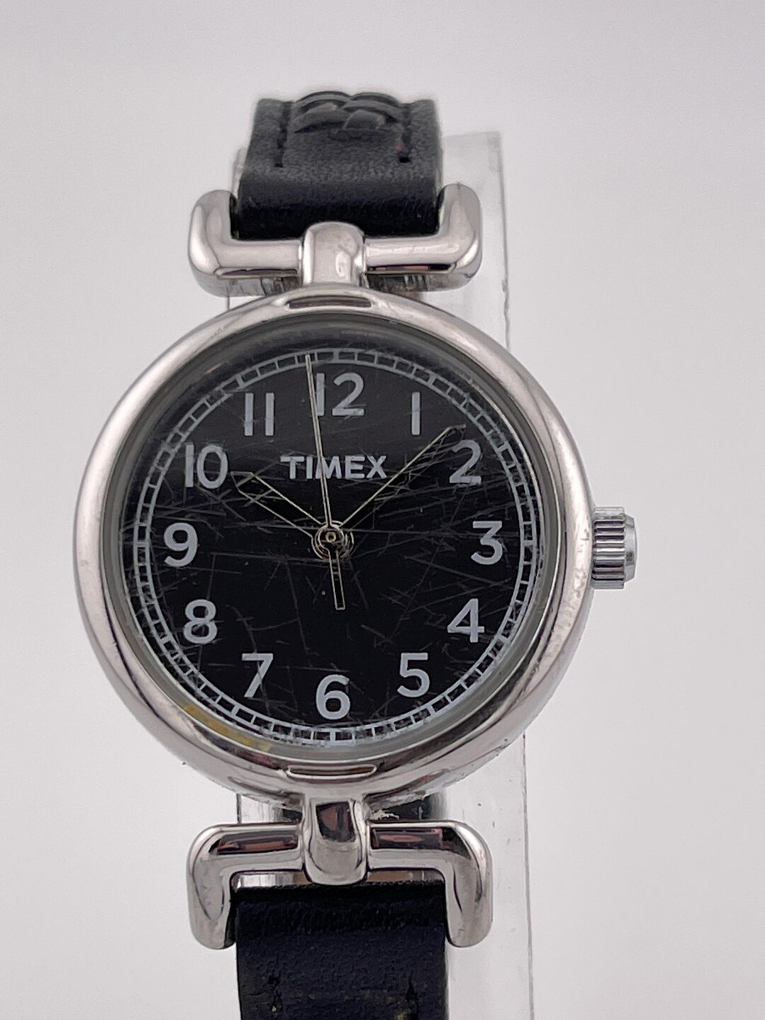 Timex Ref Y7 Quartz Watch Black Dial Silver Case C.1990s Vintage ...