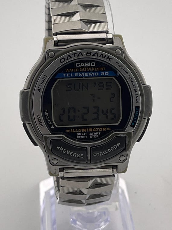 Casio Data Bank DB-34H Telememo 30 Digital Watch C. 1990s 【U1893】CASIO