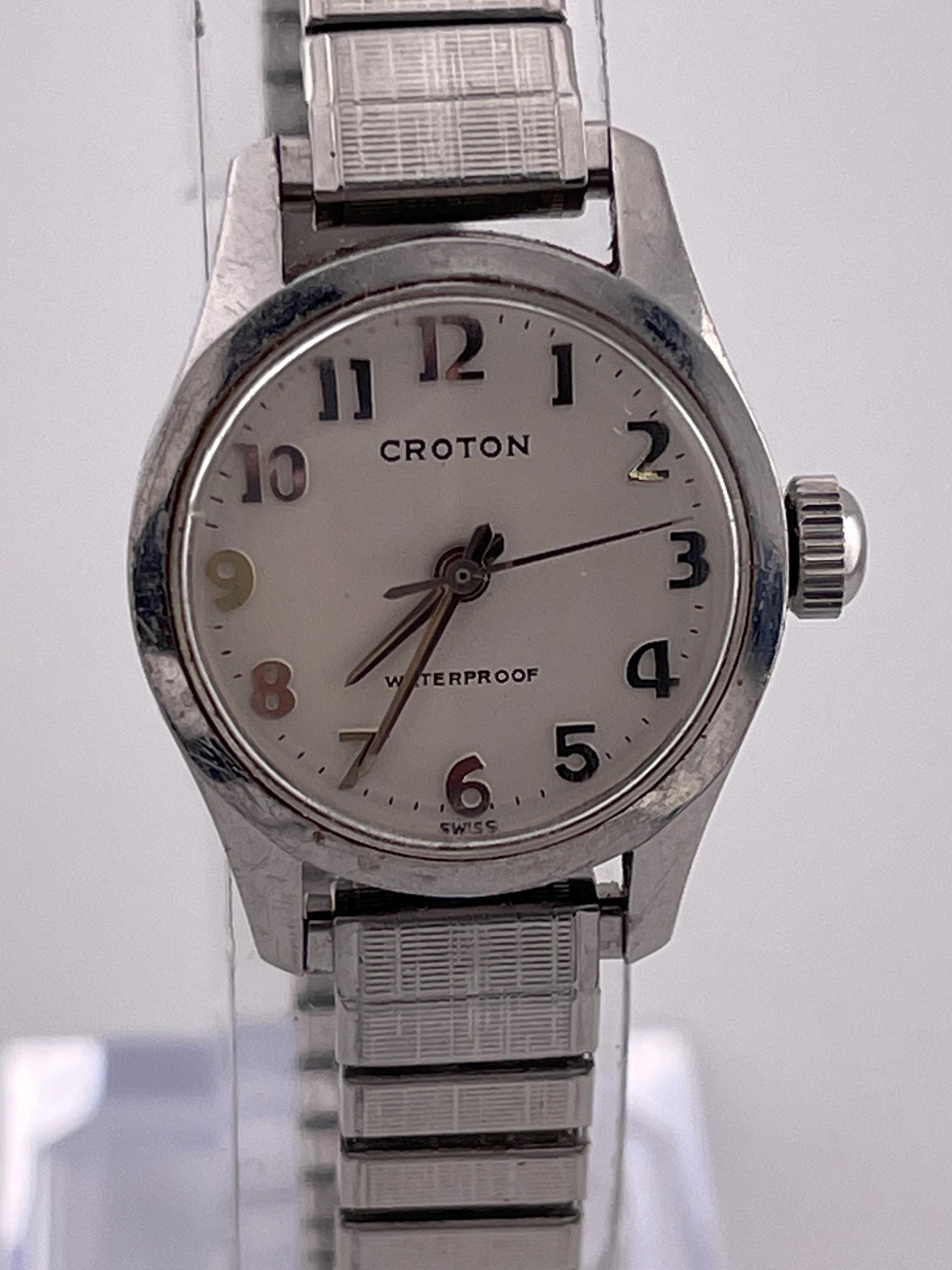 クロトン ミセスアイストン 6号 クロトン 防水 レディース スイス製腕時計 シルバー文字盤 22mm