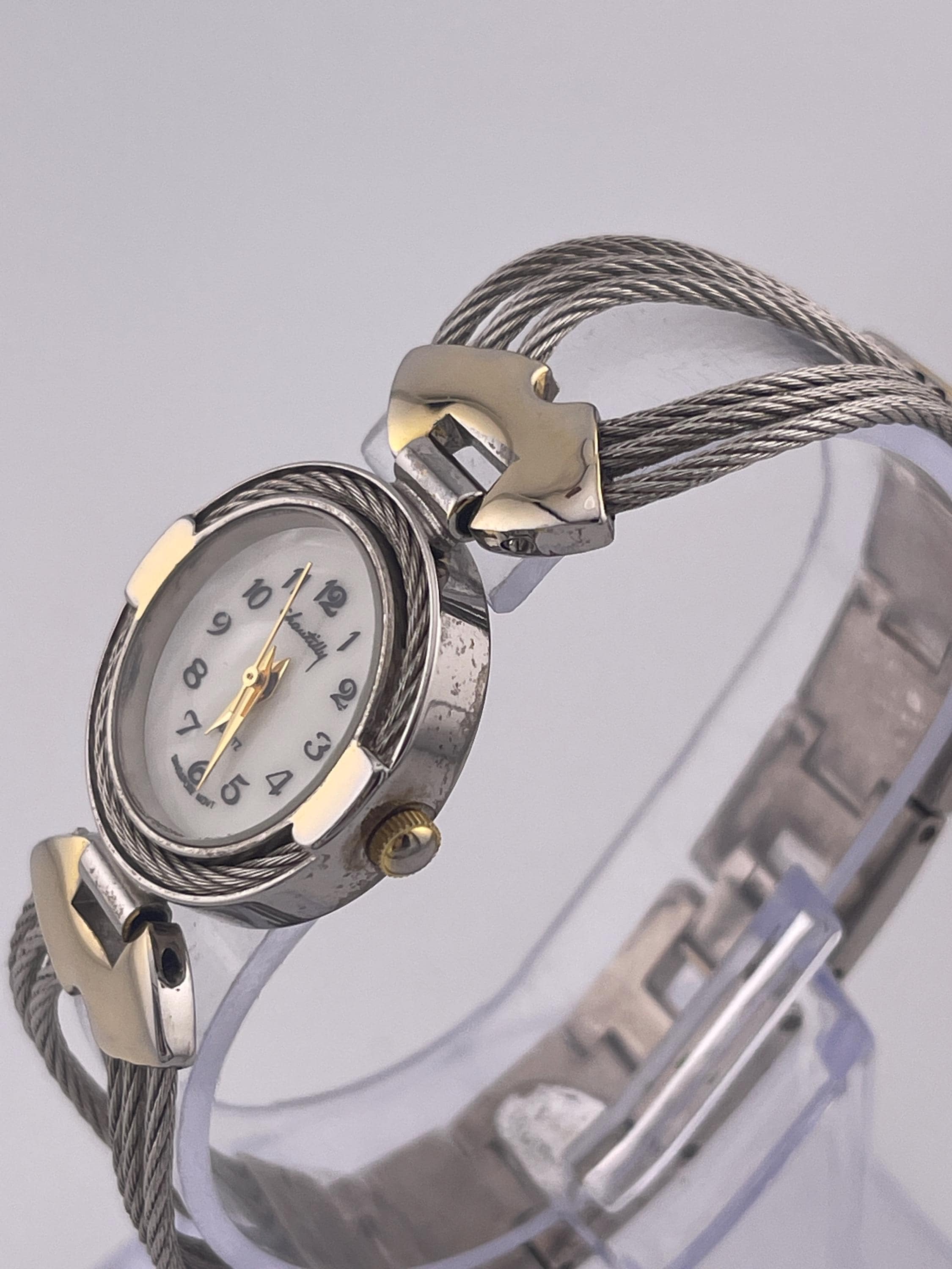 Vtg Chantilly Watch Women 32mm Gold Tone MOP Dial‎ Stretch Band New Battery Waltham Watch Women 18mm Champagne Dial Gold Tone Oval 6L32  main image 2
