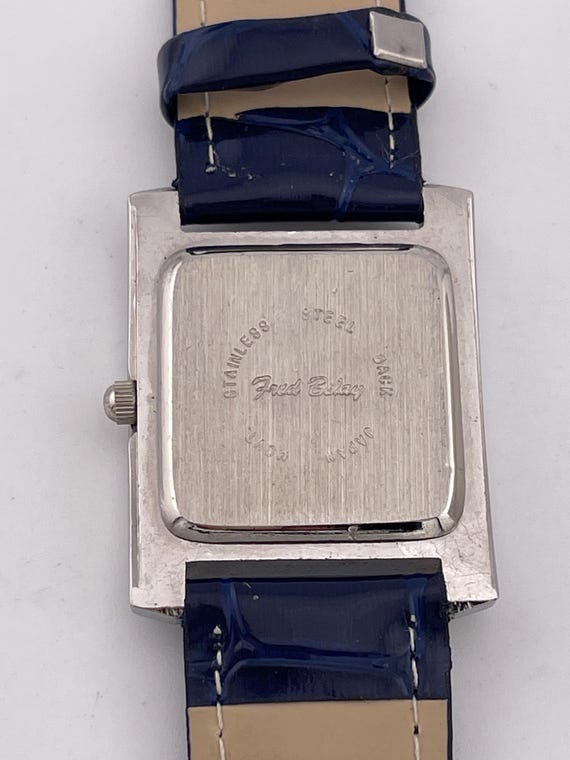 Vintage Fred Belay Rectangular Blue Dial Dress Wa… - image 9