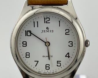 Orologio Jemis Quartz Minimalist Silver, circa 1998-2005 – Quadrante bianco, movimento giapponese, 34 mm
