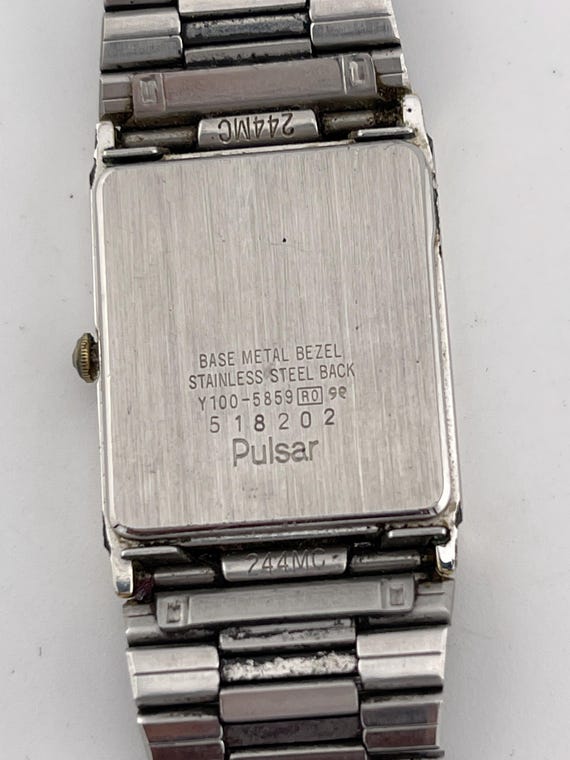 Pulsar Vintage Rectangular Quartz Watch Black Dial Silver  display picture 1