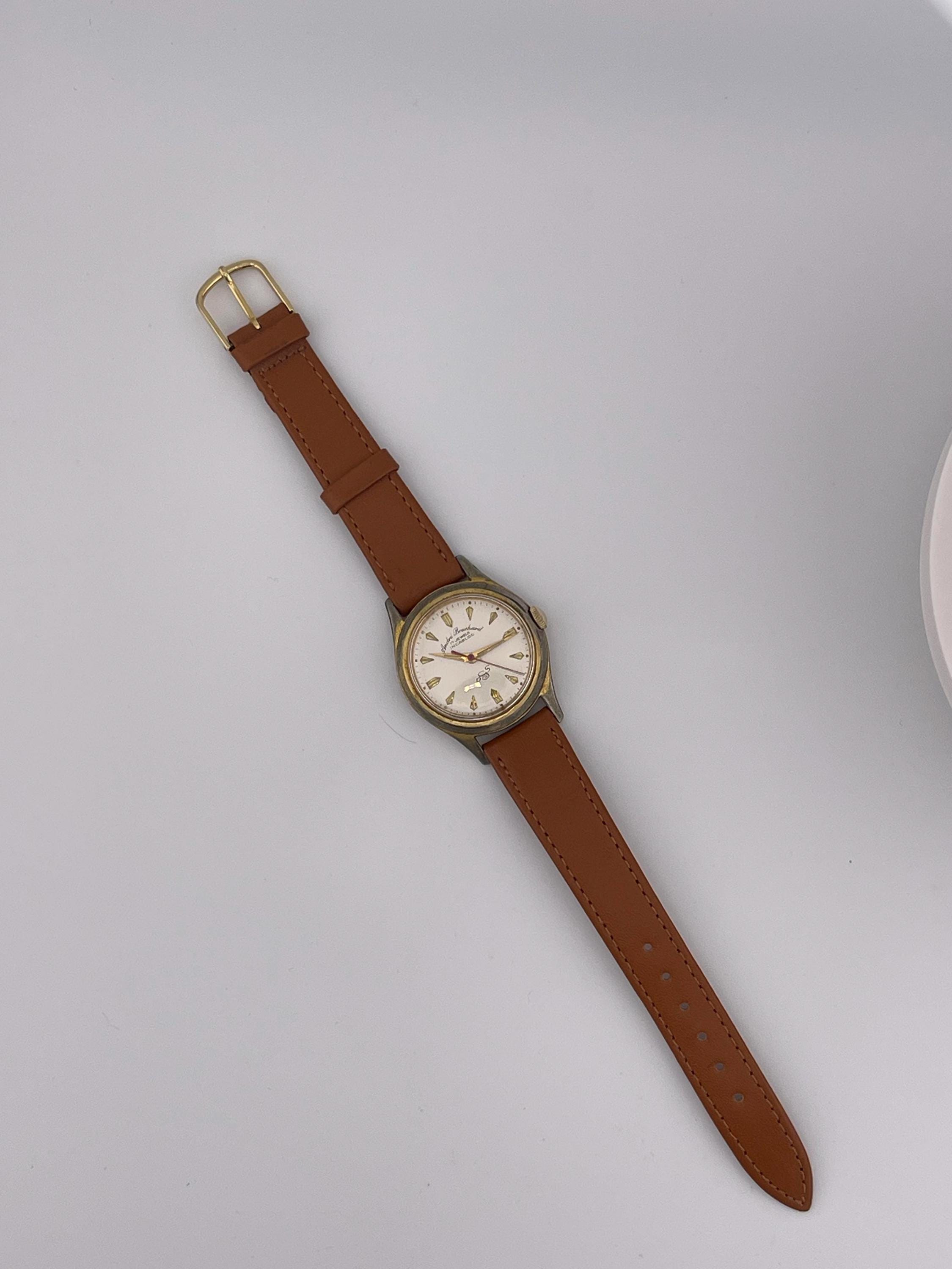 Andre Bouchard 17 Jewels Incabloc Vintage Swiss Watch Gold Tone Square Burgundy Andre Bouchard PS 34mm Silver Dial Automatic Vintage Circa  main image 3