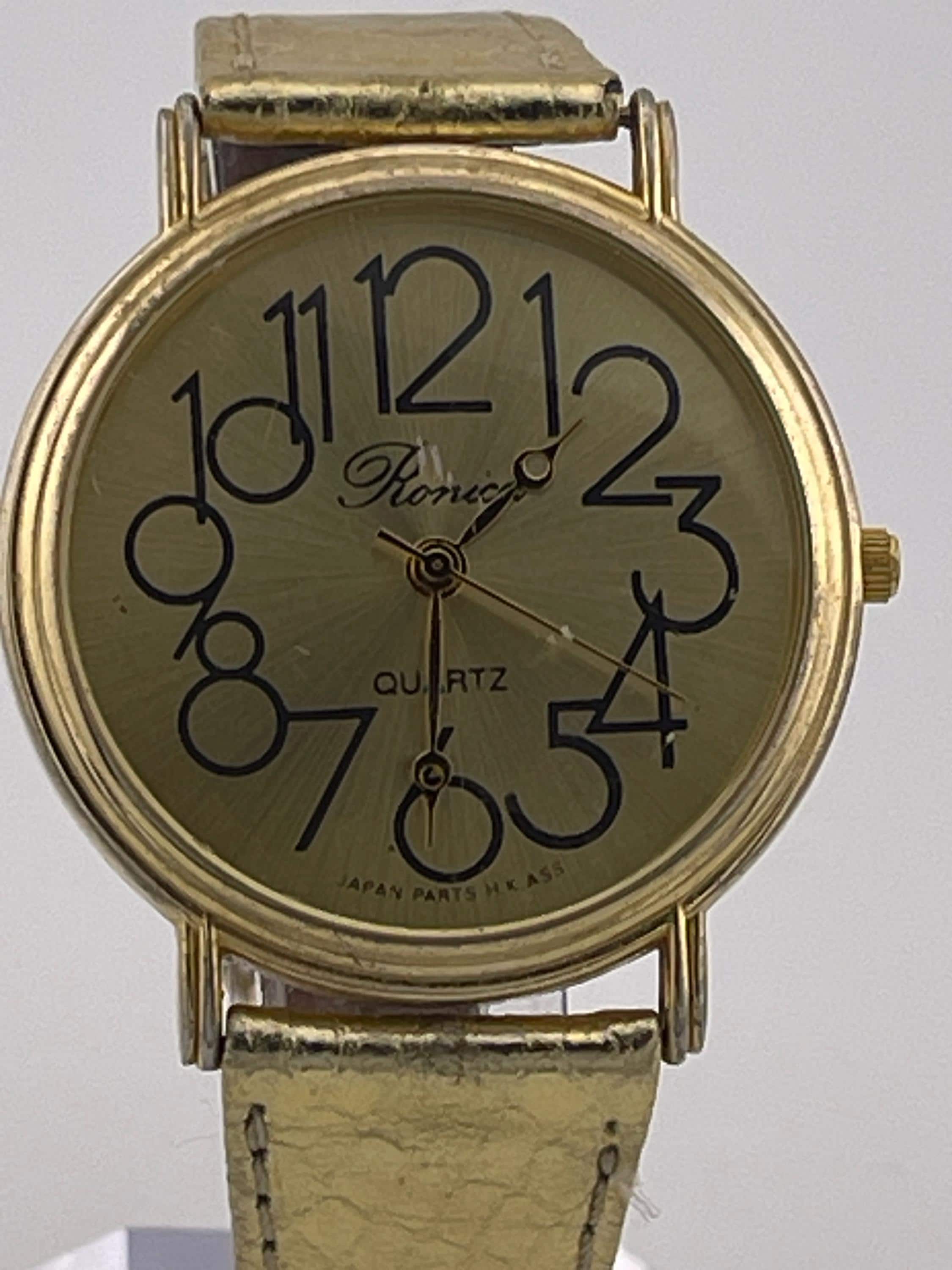 Vintage Ronica Gold Oversized Numbers Quartz Watch C.1995