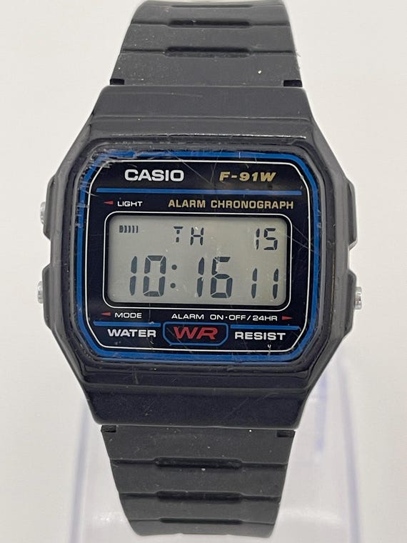 CASIO F-91W 90s“Old CASIO”CheapCasio Vin Casio F-91W Vintage Digital Watch – Iconic Black Resin Band