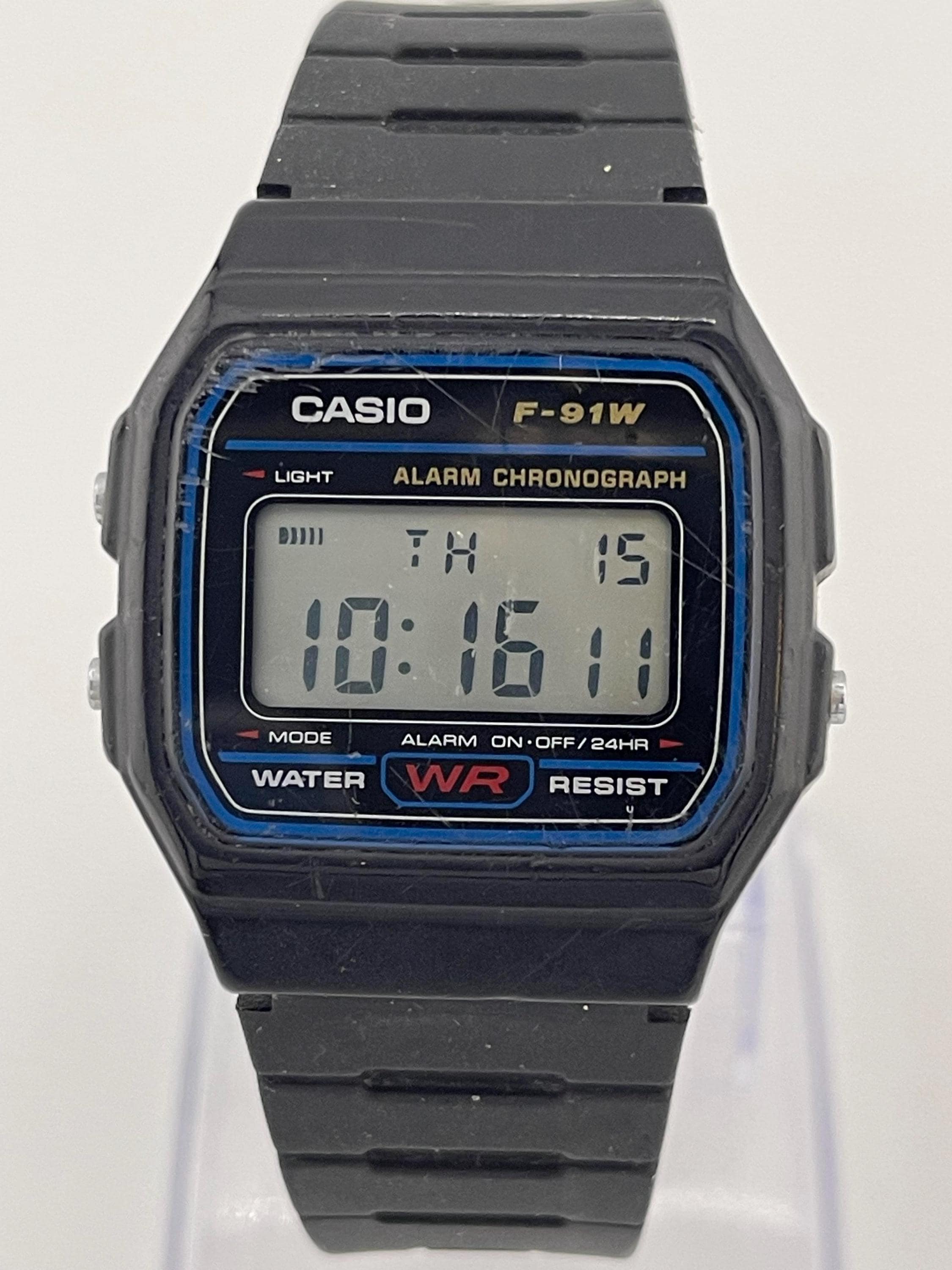 CASIO F-91W 90s“Old CASIO”CheapCasio Vin Casio F-91W Vintage Digital Watch – Iconic Black Resin Band