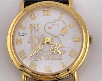 Armitron Snoopy 40th Anniversary Vintage Quartz Watch Gold Tone c. 1990