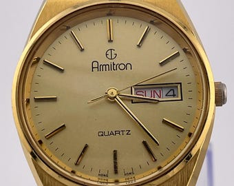 Armitron Day-Date Gold-Tone Quartz Watch – c. 1990s