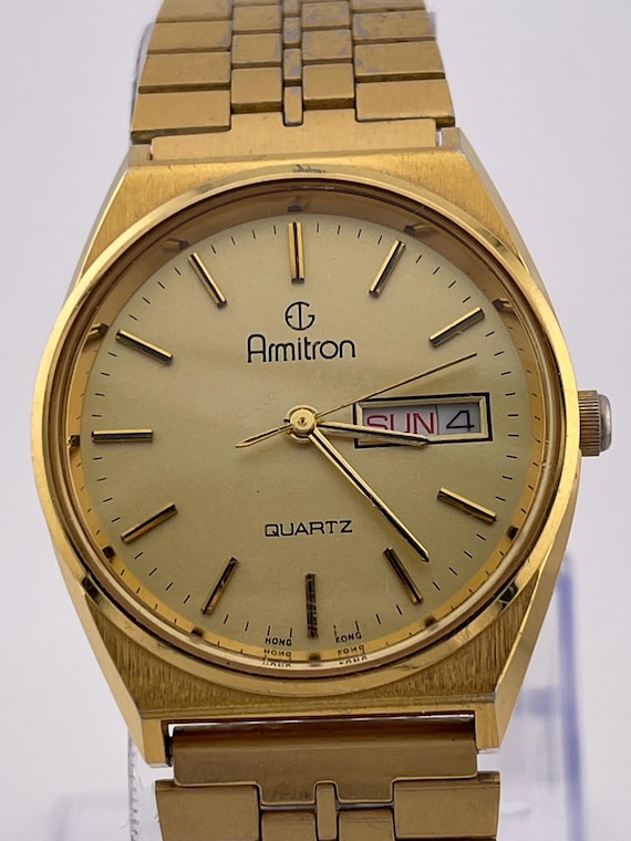 Armitron Day-Date Gold-Tone Quartz Watch – c. 1990s