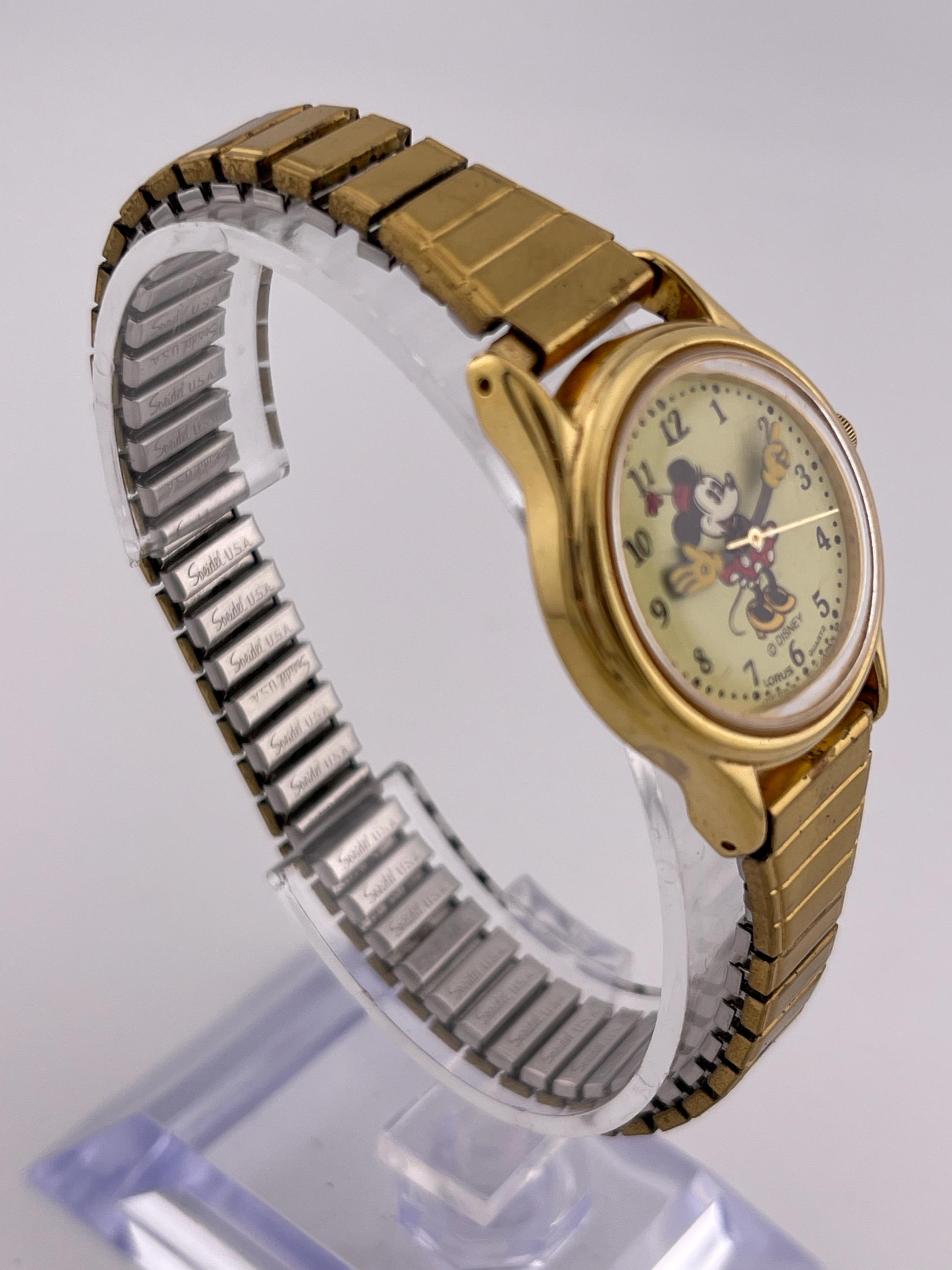 Vintage Lorus Disney Minnie Mouse Women’s Wrist Watch Gold Tone Battery Works Vintage Lorus Disney Minnie Mouse Gold Tone Quartz Watch C  main image 4