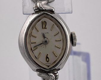 Midcentury 10k RG Diamond Accent Elgin Cocktail Watch Vintage Lady Elgin Cocktail Watch 10k GF Diamond Accents 6 1  main image 3