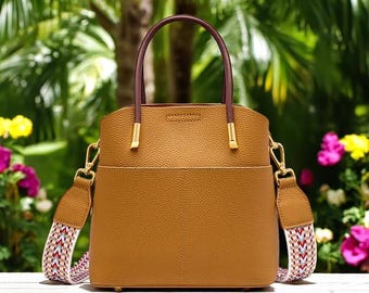 Genuine Leather Bucket Bag, Women's Crossbody Tote, Lightweight Shopper Handbag, Versatile Everyday Shoulder Bag