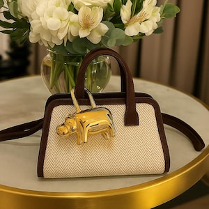 Steel Pegasus Hippo Bag Charm Lock Pendant: Luxury Handbag Accessory