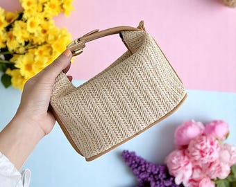 Boho Straw Crossbody Bag: Woven Summer Shoulder Purse