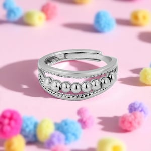 Sterling Silver Anxiety Spinner Ring: Adjustable Stress Relief Jewelry