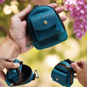 Mini monedero de piel auténtica, monedero pequeño con gancho, llavero para hombre y mujer, accesorio para deportes al aire libre.