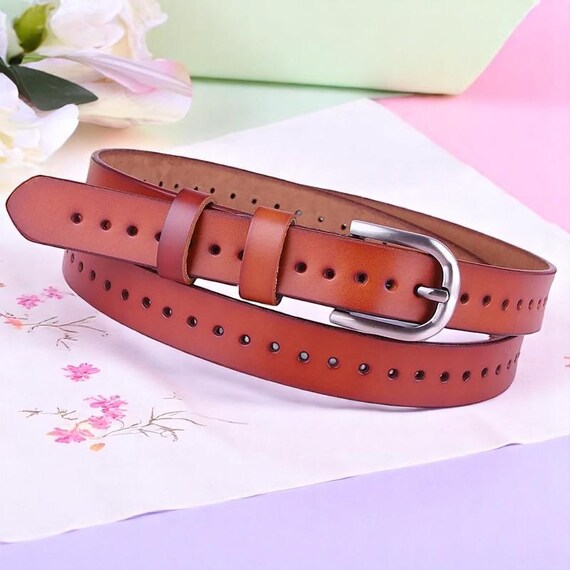 Genuine Leather Hollow Out Belt with Pin Buckle Ladies Leather Hollow Out Belt Pin Buckle Waists Waistband  main image 3