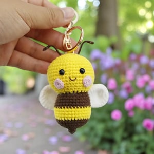 Süße häkeln Bienen Schlüsselbund, gestrickte Biene Puppe, Taschenanhänger, Bienen Liebhaber Zubehör, gelbe Taschenanhänger, Bienen Taschenanhänger