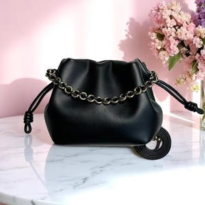 Luxury Cowhide Leather Bucket Bag: Soft Cloud Shoulder Crossbody