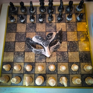 Chess board with 32 pieces