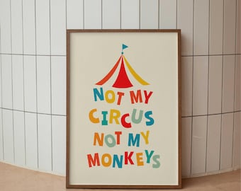 Physical Poster - Not My Circus, Not My Monkeys Poster - Motivational Wall Art - Funny Home & Office Decor