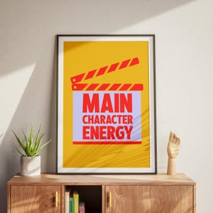Poster energetico del personaggio principale - Arte murale ispiratrice - Finitura opaca e dimensioni personalizzate