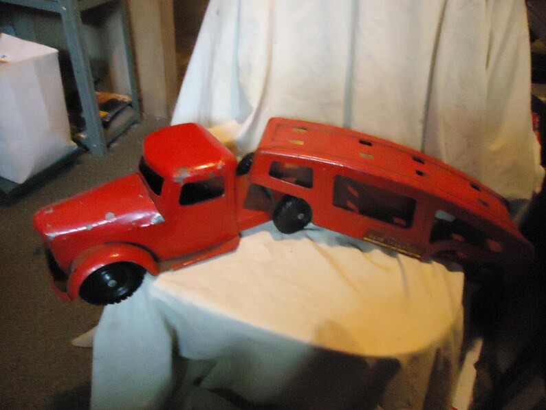 Vintage Red Structo Auto Transport Car Hauler Truck & Trailer | Etsy