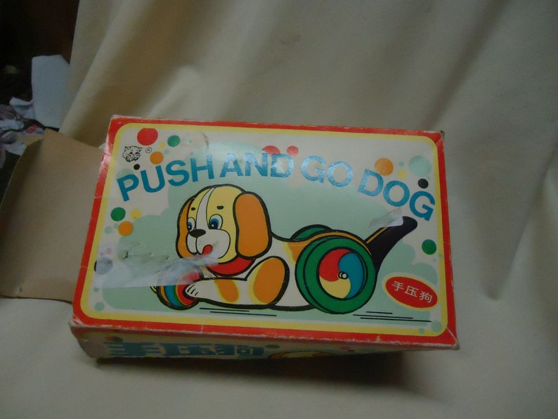 Vintage Push and Go Dog Toy in Box Collectable Made in China Etsy