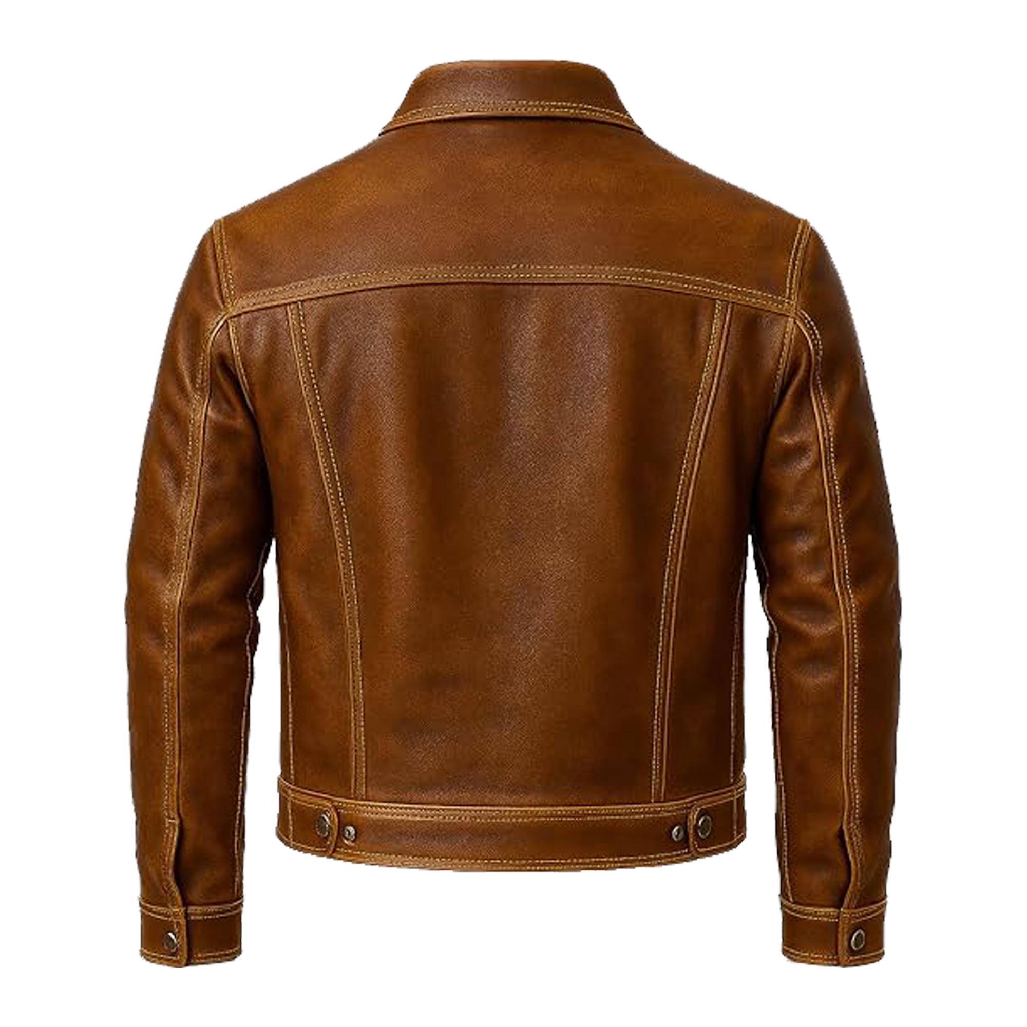 Men's Distressed Blue Leather Jacket, Vintage Motorcycle Biker Jacket ...