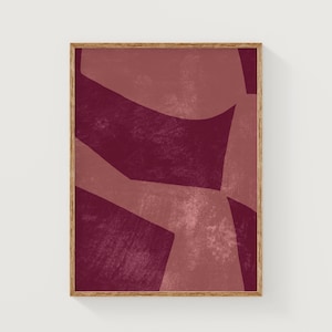 Impresión de arte abstracto en rosa oscuro, arte abstracto colorido, impresión digital vibrante, impresión geométrica brillante, póster rosa vibrante