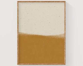 Mustard yellow minimalist abstract print, yellow ochre digital download art, minimalist landscape painting, vibrant color block wall art
