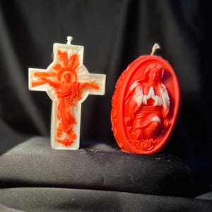 Jesus and Virgin Mary Candles - Religious Soy Wax Candle Set - Christian Spiritual Decor - Faith Gift for Home or Altar - Easter Spring Gift