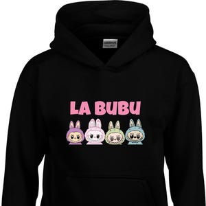 Sudadera con capucha de personajes de Labubu, camiseta de monstruo conejito kawaii, suéter con criaturas espeluznantes divertidas, camiseta estética suave y coqueta, camiseta con capucha unisex para adultos y niños.
