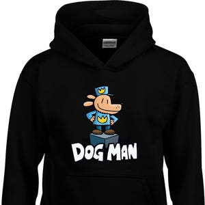Dog Man Cartoon Hoodie, World Book Day Top, Kids Cartoon Character Pullover, Humanoid Animal Dog Sweatshirt, Unisex Adult Kids Hood Top.