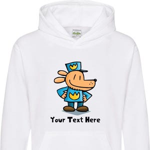Gepersonaliseerde hondenmanhoodie, top met stripfiguur voor kinderen, sweatshirt met personage van World Book Day, stripverhaal 2025, uniseks capuchontop voor volwassenen.