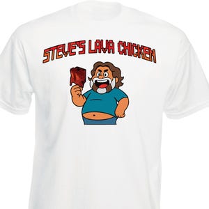 Steve Lava Chicken T-Shirt, Spicy Chicken Tee, Chicken Character, Gamer Minecraft-Inspired Tee, Gift for Foodies, Unisex Adults Kids Tee Top