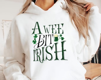 A Wee Bit Irish | Funny St Patricks Day Shamrock Beer Graphic Jumper