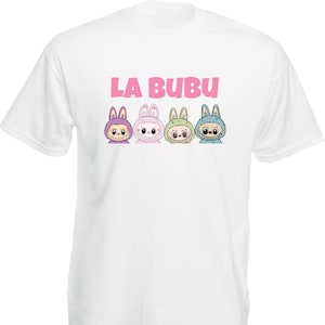 Camiseta de personajes de Labubu, camiseta de monstruo conejito kawaii, camiseta divertida de criaturas espeluznantes, camiseta estética suave y coqueta, camiseta unisex para adultos y niños.
