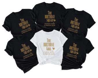 Personalised Birthday Squad T-Shirts, Custom Matching Party Shirts