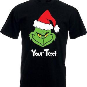 Camiseta navideña personalizada con cara de Grinch, camiseta familiar de Navidad, camiseta unisex