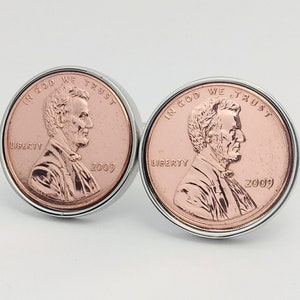 2009 US Kupfer Penny Münze Manschettenknöpfe - 2009 Jahrestag Geschenk für Männer Hochzeitstag Kupfer Geschenk für Ehemann Handgemachte Kupfer Manschettenknöpfe