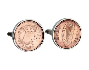 Perfect for Coin Ring Vintage Irish Currency Ireland 2 PencePunt CelticHarp Coin Copper Dated 1985