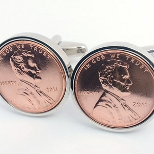 2012 US Kupfer Penny Münze Manschettenknöpfe - Kupfer Jahrestag Geschenk für Männer 2012 Hochzeitstag Kupfer Geschenk für Mann Handgemachte Manschettenknöpfe