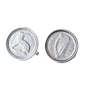 1962 Birthday Cufflinks - Old Irish Threepence Cufflinks -  Includes presentation box - 100% satisfaction - 3 day delivery option