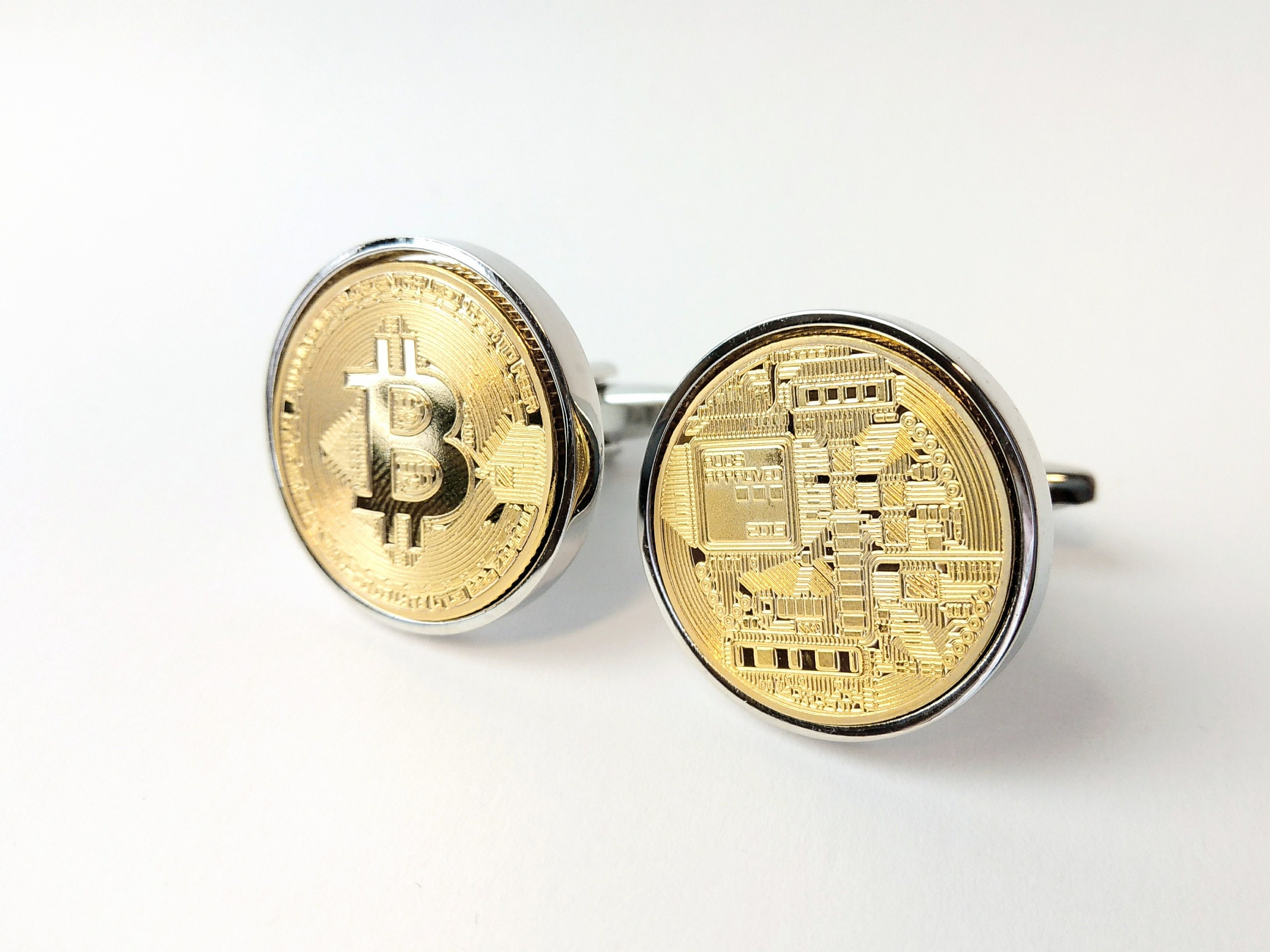 Bitcoin Fashion - Gold Bitcoin Cufflinks - Etsy UK