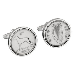 1949 Irish Sixpence Coin Cufflinks: Birthday Gift
